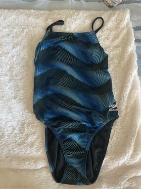 Speedo Size 32 Womens’/Girls' Blue Wave One-Piece Swimsuit